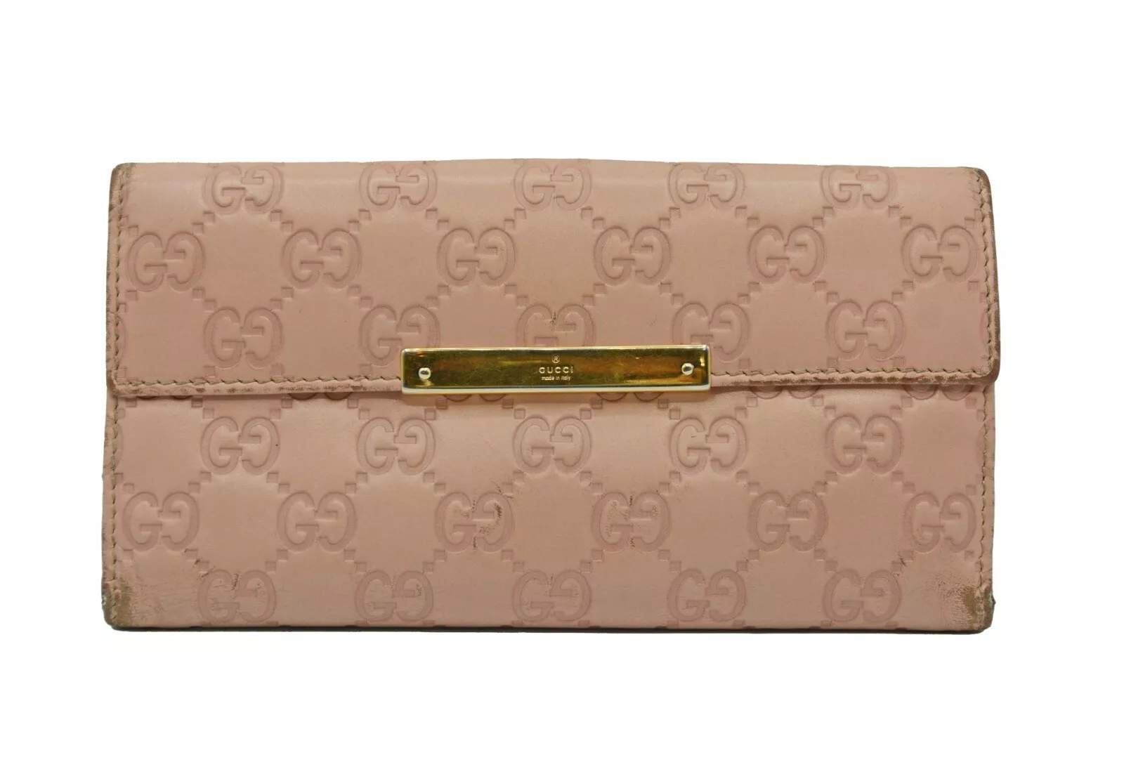 Sac à main portefeuille long pliant authentique cuir de pêche GUCCI GG accessoires pour femmes Italie