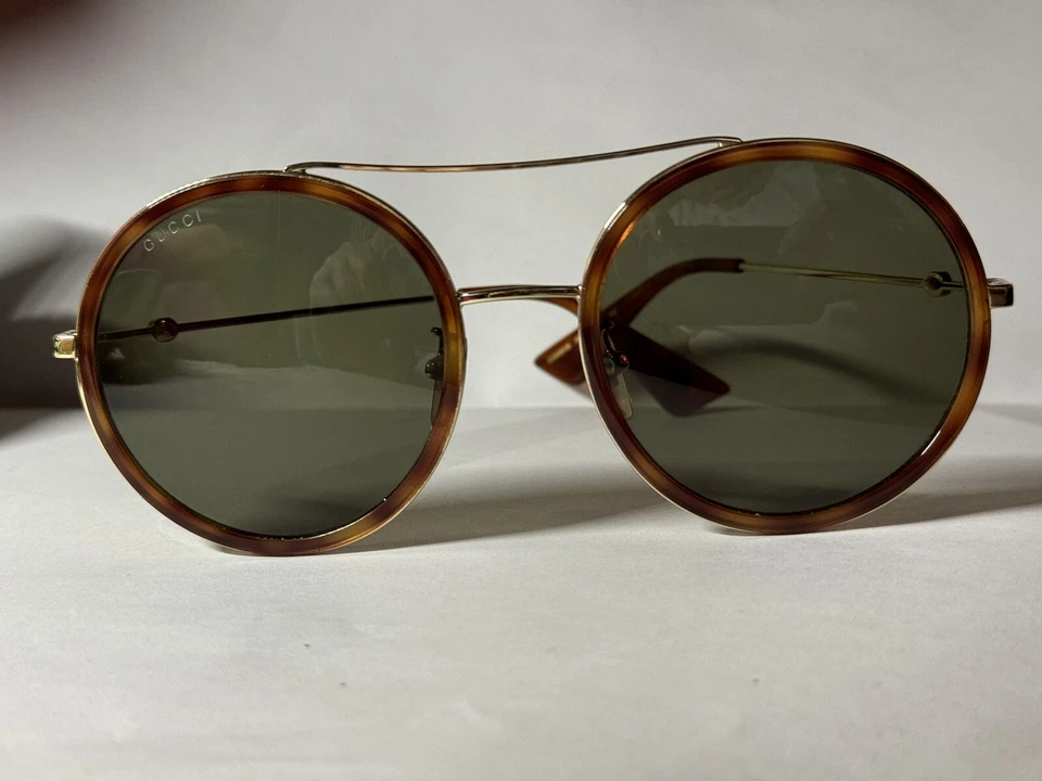 Gafas de sol Gucci Tortuga Redondas GG0061S 56-22-140 mm Grandes Logo Lados, Japón Foto 3 de 4