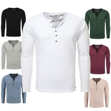 Key Largo Herren Uni Henley Longsleeve Ginger langarm T-Shirt Kopfleiste slimfit