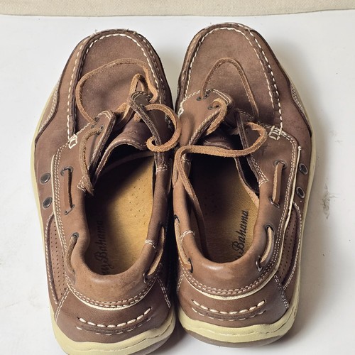 Tommy Bahama Captain Brown Leather Boat Shoes Men’s 8.5 M Moc Toe Casual - Picture 2 of 14
