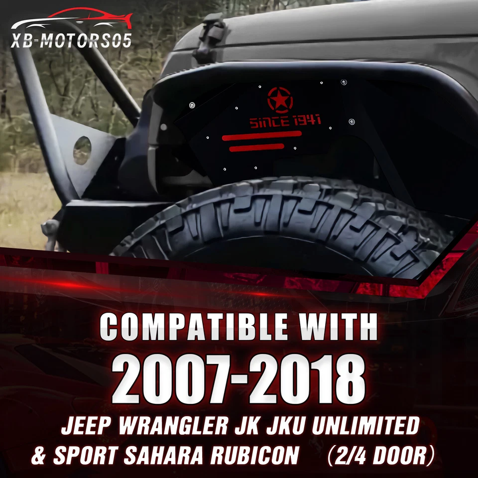Front&Rear Inner Fender Liners for 07-18 Jeep Wrangler JK &JKU Unlimited Bolt-on - Image 2 of 4
