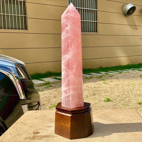 10.2LB - Hexagonal Rose Quartz Pillar - Free Display Base - Love Stone - Picture 13 of 14
