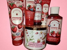Bath  Body Works Strawberry Pound Cake 7-Pc Set  SOLD OUT  BONUS Holder