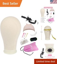 Durable 22 Inch Canvas Block Head for Creating and Displaying Wigs - Lightweight