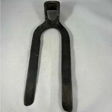 Antique Primitive Hand Forged Iron Tool of Forked Hoe Head/Large Pick Tool Head