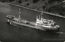 Ship Going River Original Vintage Real Photo Postcard RPPC