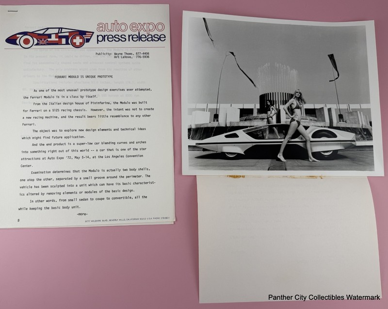 Orig Press Photograph Auto Expo Los Angeles Ferrari Modulo Prototype Concept Car