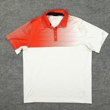 Nike Golf Polo Shirt Mens XL Red White Gradient Stripe Dri-FIT Swoosh Stretch