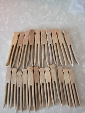 Vintage Wooden Clothes Pins Lot of 22 Flat Top 4" Long Retro Laundry