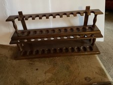 Vintage MCM Dunhill Industries 24 Pipe Tiered Wall Table Rack Wood