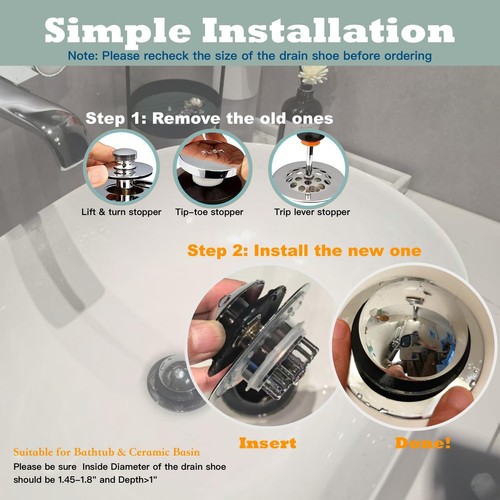 Bathtub Drain Stopper, Bath tub Drain Hair Catcher, Universal Bathtub Stopper... - Picture 7 of 9