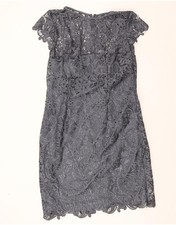 VINTAGE Womens Sheath Dress UK 14 Large Grey Paisley AI08