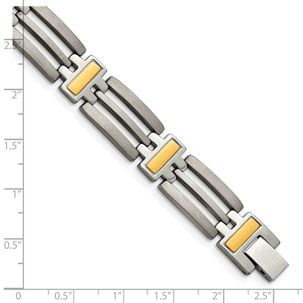 Men's 11mm Titanium and Gold Tone Open Link Bracelet - 8.5 Inch