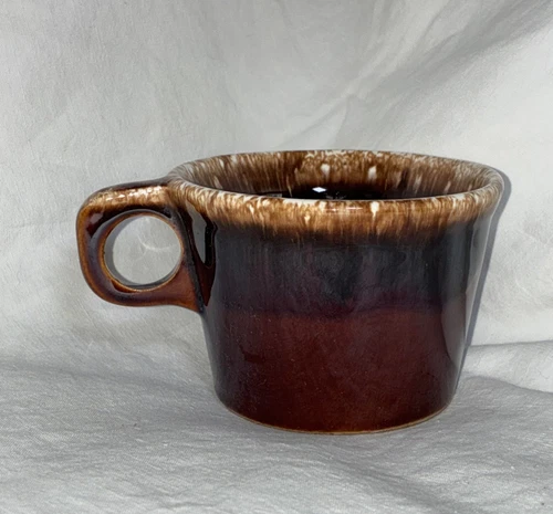 Vintage Hull Pottery Brown Drip Oven Proof Coffee Mug Tea Cup Crestone USA 2.75"