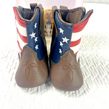Ariat Lil' Stompers Baby Boots Size 2 Stars Stripes Western Crib Shoes Infant US
