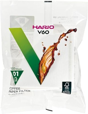 Hario V60 Paper Coffee Filters, Size 01, White, 100ct