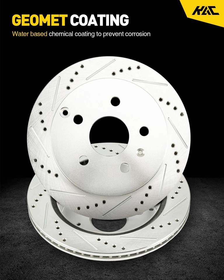 Rear Drilled Brake Rotors + Ceramic Pads For 2013-2021 Toyota Sequoia P-1304 - Image 3 of 4