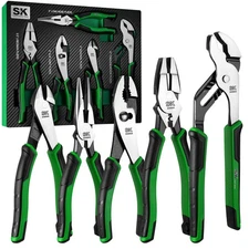 5-Piece Pliers Set, 8" Long Nose, 9.5" Linesman, 8" Slip Joint, 8" Diagonal, ...