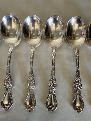 6 cucharas plateadas de colección 1835 R Wallace diseño floral de 6" - Imagen 3 de 11