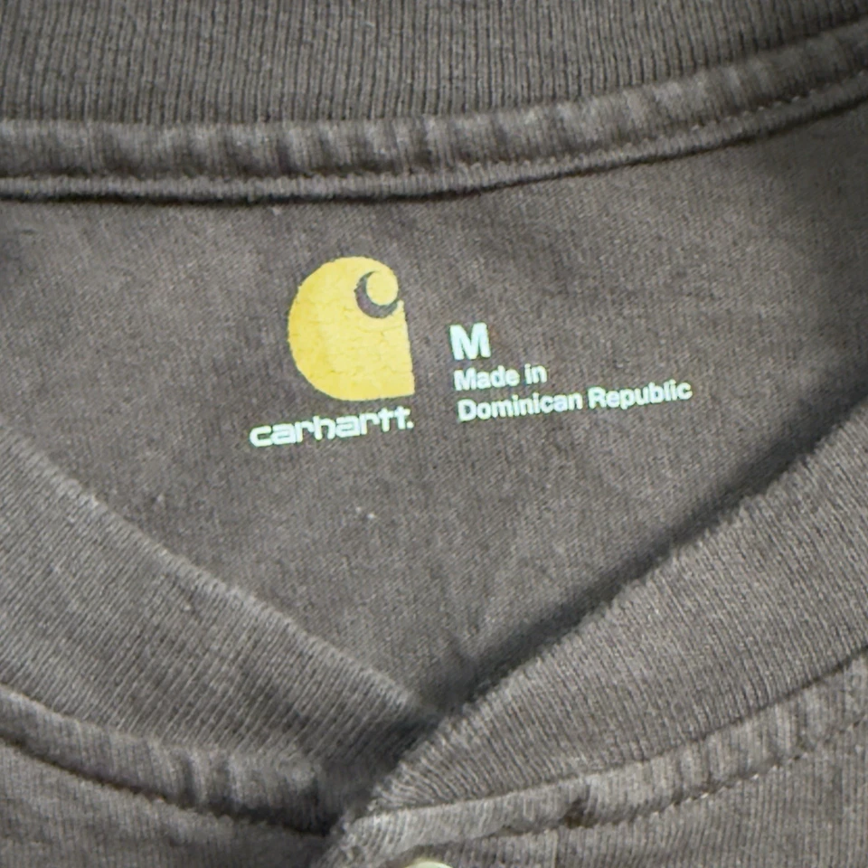 Carhartt K128 DKB Henley Shirt Long Sleeve Pocket Workwear Brown Men's Medium - Image 4 of 4