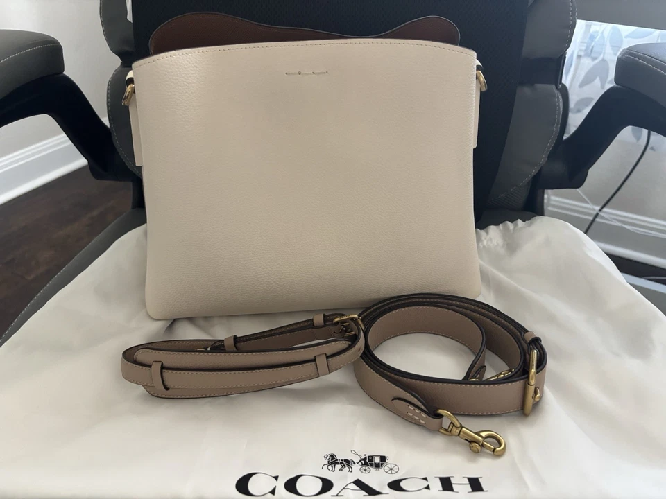 Nuevo sin etiquetas Auténtico Bolso Cubo Coach Willow Cuero Bloques de Color Tostado Tiza Foto 4 de 4