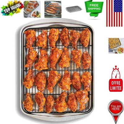 Versatile 2pc Oven Crisp Baking Tray Set - Perfect for Air Frying & Broiling