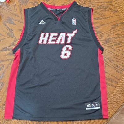 Adidas Miami Heat Lebron James Jersey Youth XLarge Black Applied Letters
