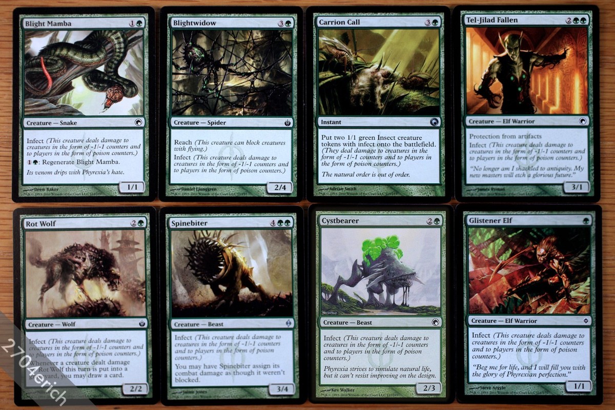 Set of 8 Green Infect Creatures *NM* Phyrexia Magic MTG Poison Counters  Toxic | eBay
