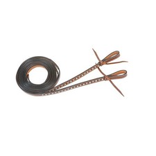 Buffalo Leather Pony Split Reins with Turquoise Accents Chestnut Leather P7859