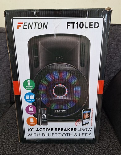 Fenton FT10LED Portable Speaker with Wireless Microphone and Bluetooth