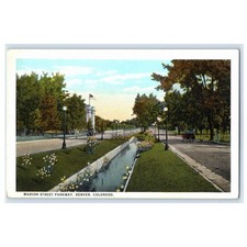 Marion Street Parkway Postcard Vintage Denver Colorado