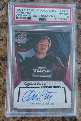 2024 UD Marvel Chris Pratt as Star-Lord Signature Sensations Auto #SS-CP PSA 8