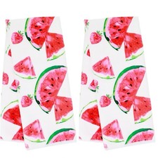 Set of 2 Home Collection Watermelon Strawberries Kitchen Dish Towels 15"x25"