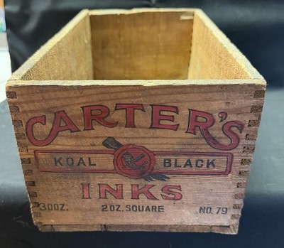 Early Carter s Koal Black Inks Dovetailed Country Store Crate
