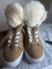 GBG Guess Gabbi Tenis Marrón Gamuza Con Piel De Lujo Talla 8 #0042