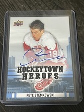 25/26 UPPER DECK RED WINGS CENTENNIAL PETE STEMKOWSKI HOCKEYTOWN HEROES AUTO UD