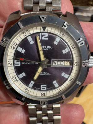 CORDURA SEA-GULL VINTAGE DIVERS WATCH RUNNING GREAT! 1970s MENS AUTOMATIC
