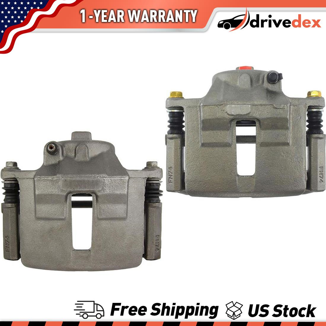 Disc Brake Caliper 2pcs Centric Front Pair for 2001 2002 2003-2007 Ford Taurus