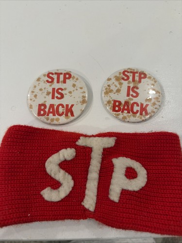 Vintage "STP is Back" Buttons (2) And STP Sweatband