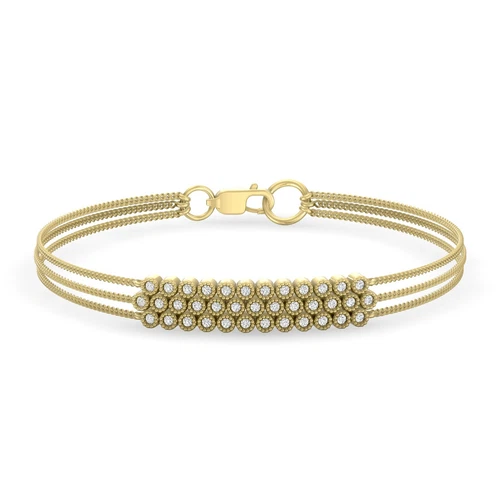 CHANEL Bracciale catena diamanti coltivati ​​in laboratorio tondo 0 5 ct 7" da donna oro giallo 10 carati 5 gr
