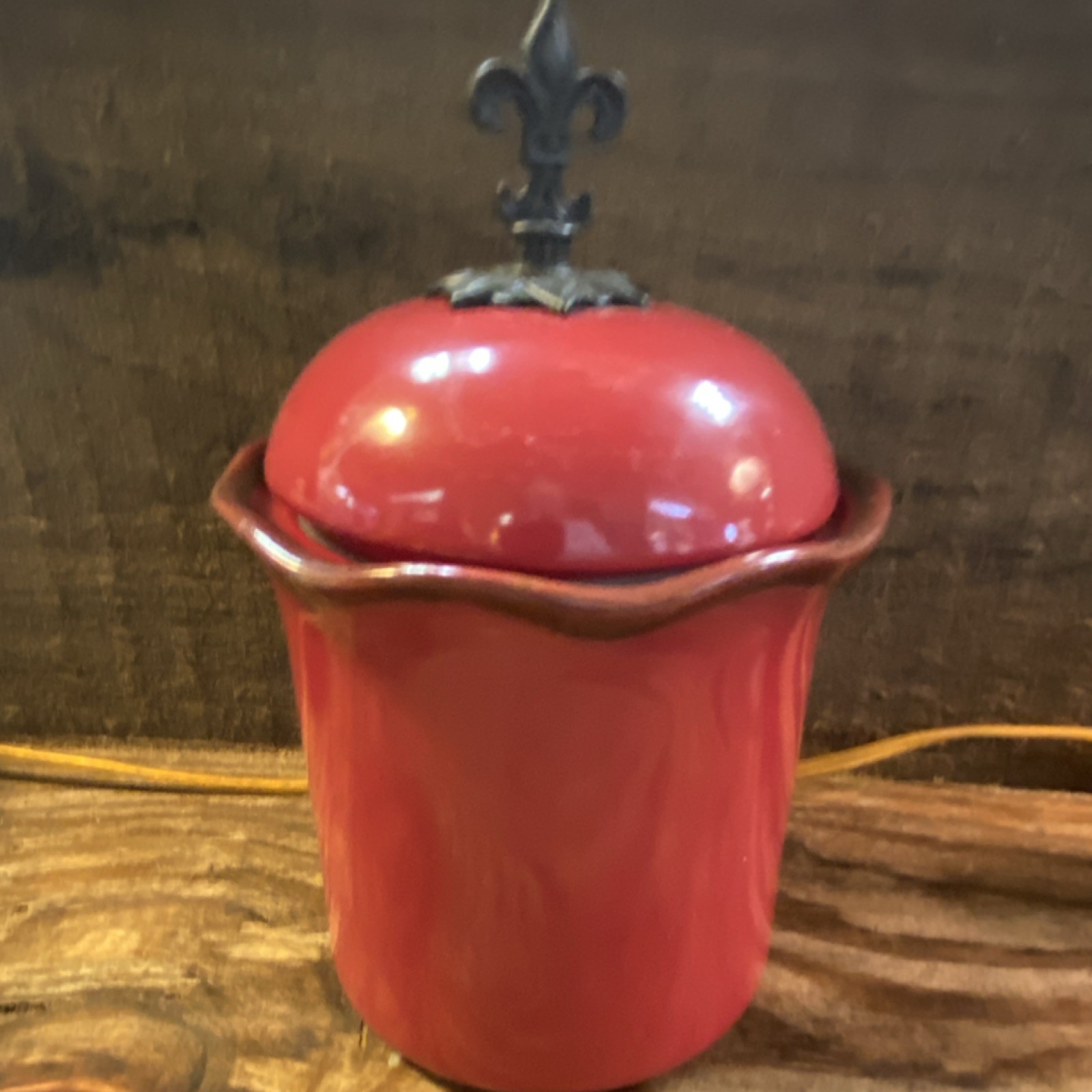 Southern Living at HOME Red Ceramic Round Kitchen Canister with Lid, 8