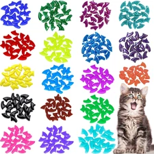 VICTHY 120Pcs Cat Nail Caps | Cat Nail Covers | Cat Claw Caps with Adhesives and