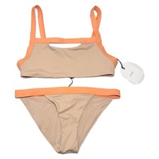 ONIA Lina / Leila Bikini  Tan  Orange S / M New With Tags Luxury Resort Travel
