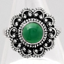Natural Green Onyx 925 Sterling Silver Ring s.7 Jewelry R-1337