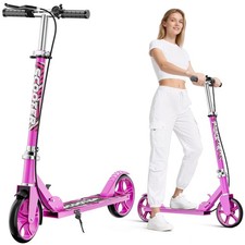 Pink Foldable Lightweight 8-Inch Electric Scooter for Kids Teens Adults