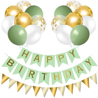 Happy Birthday Deko Banner Und Wimpelkette, GrüN Gold Luftballons Geburtstag Dek