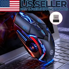 Wireless Gaming Mouse Silent RGB Rechargeable LED Optical USB Mouse