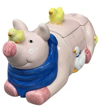 Rare Coco Dowley Pig 3-Pc Ceramic Set Cookie Jar Chicken Duck Nursery Kids