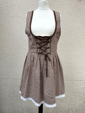 Vintage Bavarian Gingham Check Dirndl Dress Oktoberfest Maid Cotton 10