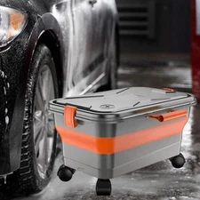 Foldable Bucket with Wheels 5.81 Gallon for Travel Mop Cleaning Gardening